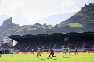 Match entre l'Italie et la Belgique au stade de Tourbillon